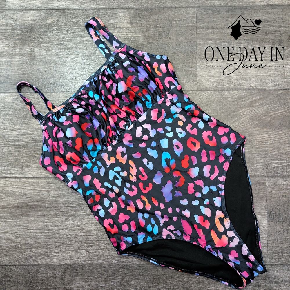 Aimage Gathered Top One Piece Swimsuit Size L
